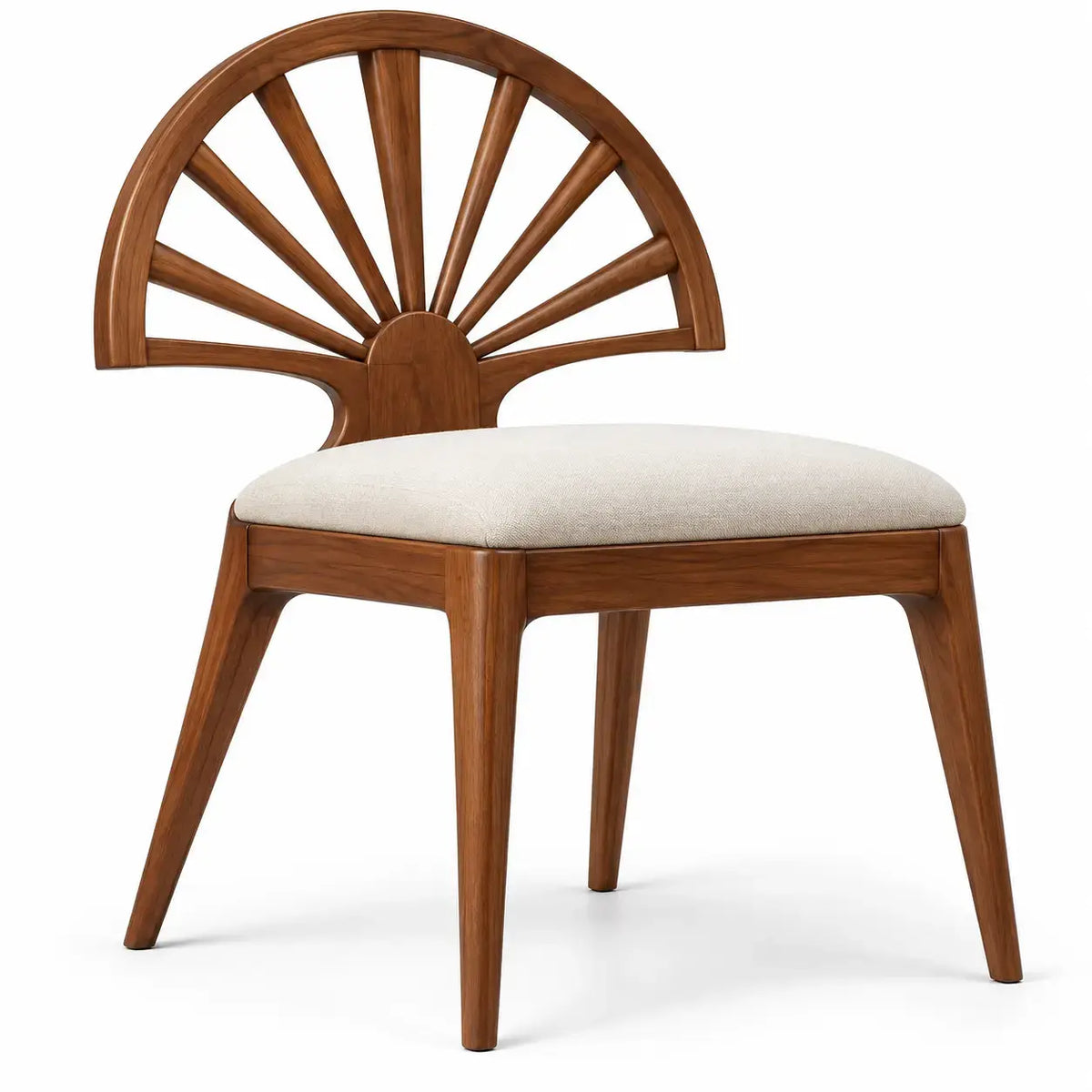 Stol med solfjäderformat ryggstöd och stoppad sits – brun/beige