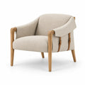 Fåtölj med öppen ram och klädda armstöd – beige/brun